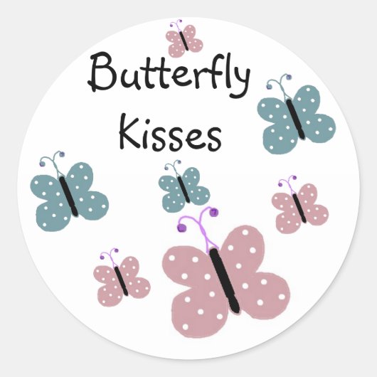 Butterfly Kisses Ronde Sticker (Voorkant)
