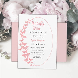 Butterfly Kisses Roze Boho Chic Meisje Baby shower Kaart