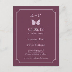 Butterfly Kisses Save The Date Briefkaarten - Plum