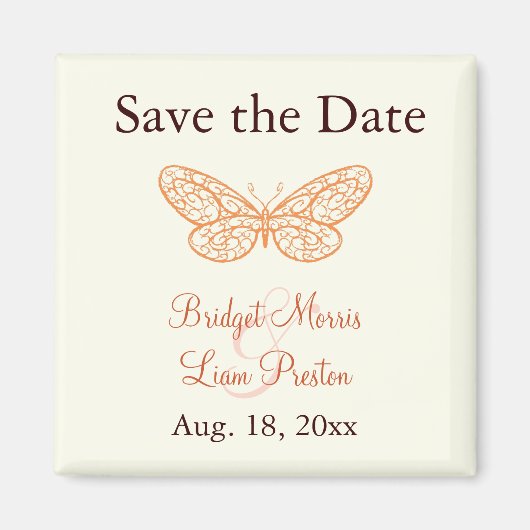 Butterfly Kisses Save the Date Magnet iory (Voorkant)
