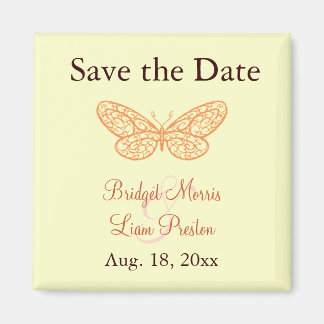 Butterfly Kisses Save the Date Magnet yellow