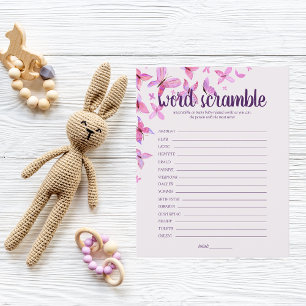 Butterfly Kisses Shower Word Scramble spel Roze