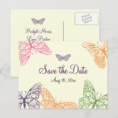 Butterfly Kisses Sparen de Datum geel Aankondigingskaart (Voorkant / Achterkant)