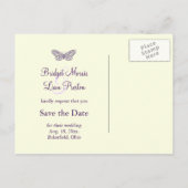 Butterfly Kisses Sparen de Datum geel Aankondigingskaart (Achterkant)