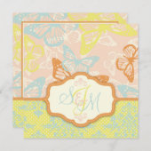 Butterfly Kisses Sweet Wedding Invite Square Kaart (Voorkant / Achterkant)