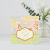 Butterfly Kisses Sweet Wedding Invite Square Kaart (Staand voorkant)