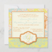 Butterfly Kisses Sweet Wedding Invite Square Kaart (Achterkant)