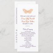 Butterfly Kisses Trouwprogramma (sinaasappel & paa Programmakaart (Voorkant / Achterkant)