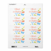 Butterfly Kisses Verjaardag Waterfles Labels (Full Sheet)
