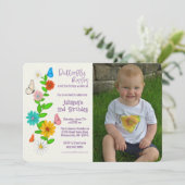 Butterfly Kisses & verjaardagswensen Foto van de v Kaart (Staand voorkant)