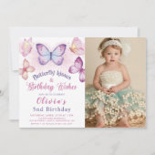 Butterfly Kisses & Verjaardagswensen Verjaardagsfo Kaart (Voorkant)