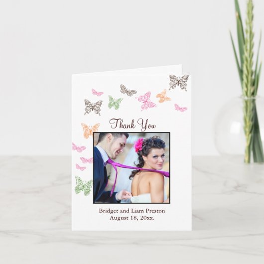 Butterfly Kisses Wedding Bedankt Card (Voorkant)