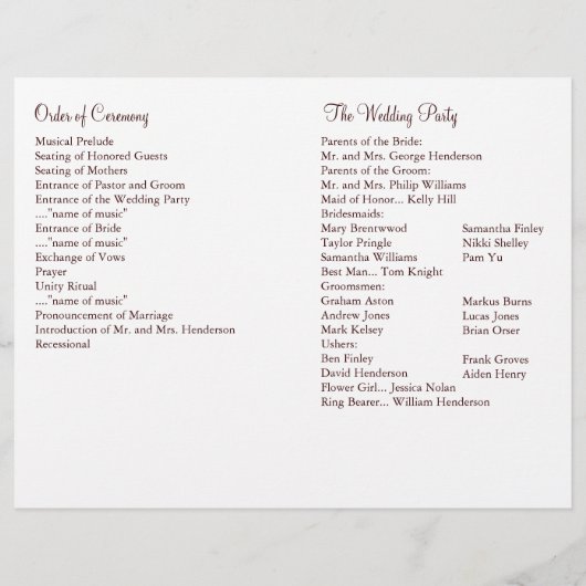 Butterfly Kisses Wedding Programme (Achterkant)