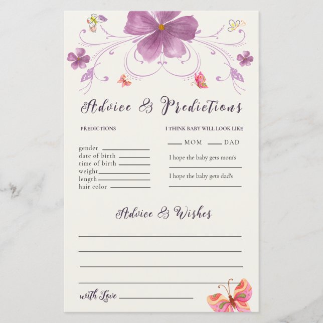 Butterfly Kisses Wensen Advies & Voorspelling Kaar (Voorkant)