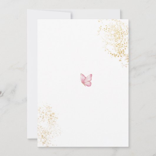 Butterfly Kisses Wensen Bloemen Baby Meisje Douche Kaart (Achterkant)