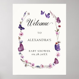 Butterfly Kisses Wild Paarse Baby Welkom Poster
