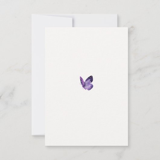 Butterfly Kisses Wilde Paarse Baby Meisje Douche R RSVP Kaartje (Achterkant)