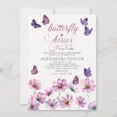 Butterfly Kisses Wishes Mauve Baby Girl Shower Kaart (Voorkant)