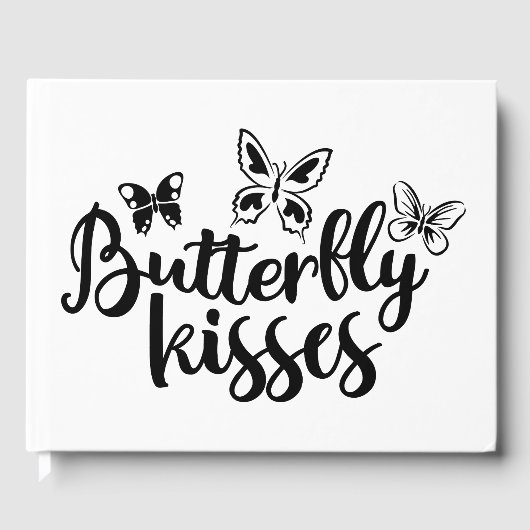 Butterfly Kisses Zwart Wit Trouwvlinders Gastenboek (Voorkant)