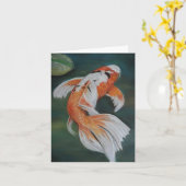 Butterfly Koi Fish Art Notecard Kaart (Gele Bloem)