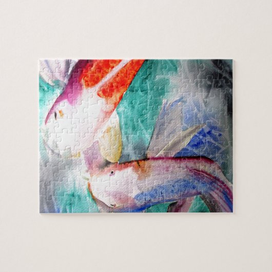 Butterfly Koi waterverf Japanse viskunst Legpuzzel (Horizontaal)