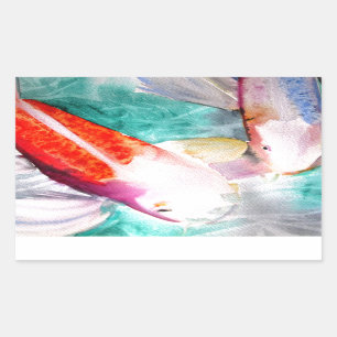 Butterfly Koi waterverf Japanse viskunst Rechthoekige Sticker