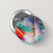 Butterfly Koi waterverf Japanse viskunst Ronde Button 5,7 Cm (Voorkant /achterkant)