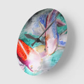 Butterfly Koi waterverf Japanse viskunst Ronde Klok (Hoek)