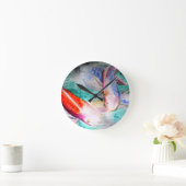 Butterfly Koi waterverf Japanse viskunst Ronde Klok (Huis)