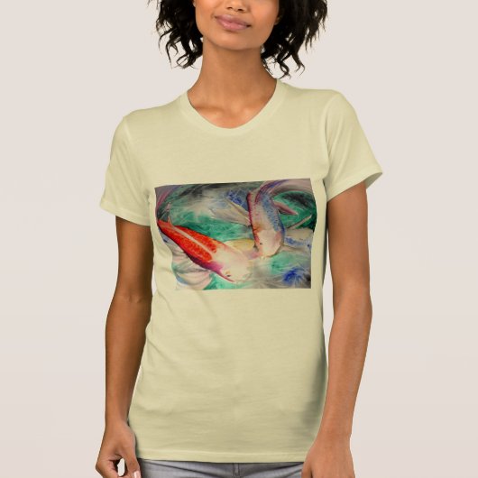Butterfly Koi waterverf Japanse viskunst T-shirt (Voorkant)