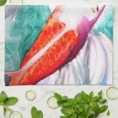 Butterfly Koi waterverf Japanse viskunst Theedoek (Gevouwen)