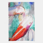 Butterfly Koi waterverf Japanse viskunst Theedoek (Verticaal)