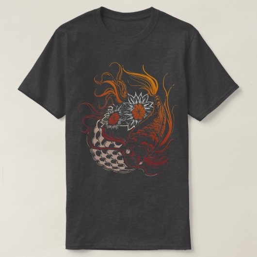 Butterfly Koi Yin Yang Kunst op een Koi Pond T-shirt (Design voorkant)