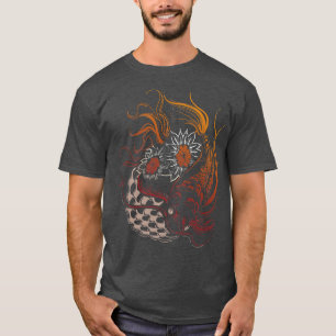 Butterfly Koi Yin Yang Kunst op een Koi Pond T-shirt