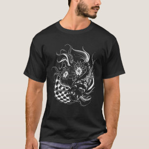 Butterfly Koi Yin Yang Kunst op een Koi Pond T-shirt