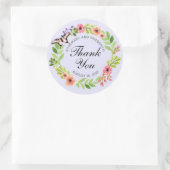 Butterfly krans bruiloft dank u lavendel ronde sticker (Tas)