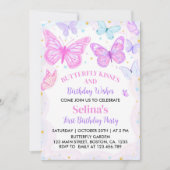 Butterfly kussen eerste verjaardag uitnodiging (Voorkant)