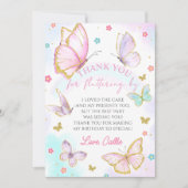 Butterfly kussen Meisje Verjaardag Dank u kaart (Voorkant)