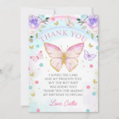 Butterfly kussen Meisje Verjaardag Dank u kaart (Voorkant)