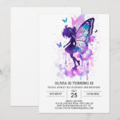 Butterfly kussen sprookje verjaardag kaart (Voorkant / Achterkant)