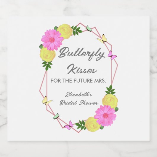 Butterfly kussen voor de toekomst Mrs Vrijgezellen Sparkling Wijnetiket (Enkel label)