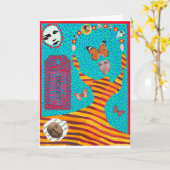 Butterfly Lady-Wenskaart Kaart (Gele Bloem)