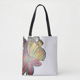 Butterfly landing beautiful tote bag