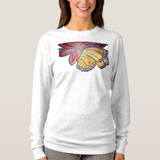 Butterfly landing on a flower t-shirt (Voorkant)