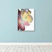 Butterfly landing on flower beautiful canvas afdruk (Insitu (Houten vloer))