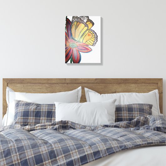 Butterfly landing on flower beautiful canvas afdruk (Insitu (Slaapkamer))