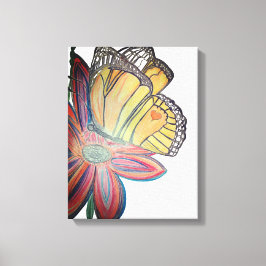 Butterfly landing on flower beautiful canvas afdruk