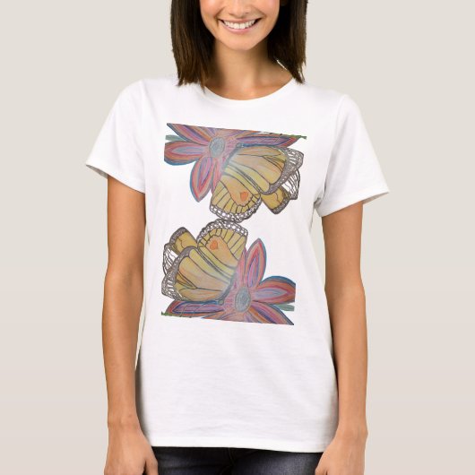 Butterfly landing on flower beautiful t-shirt (Voorkant)