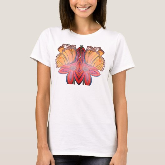Butterfly landing on flower beautiful t-shirt (Voorkant)