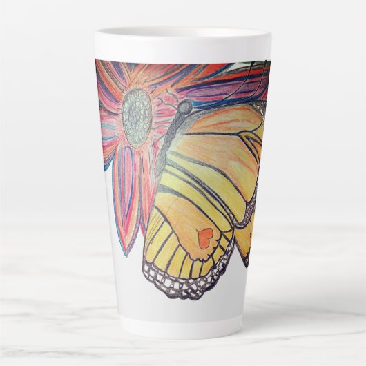 Butterfly landing on flower collection latte mok (Voorkant)